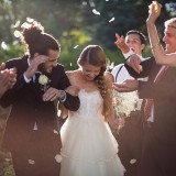 Happy couple walking hand in hand