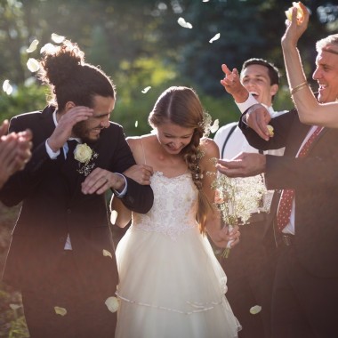 Happy couple walking hand in hand